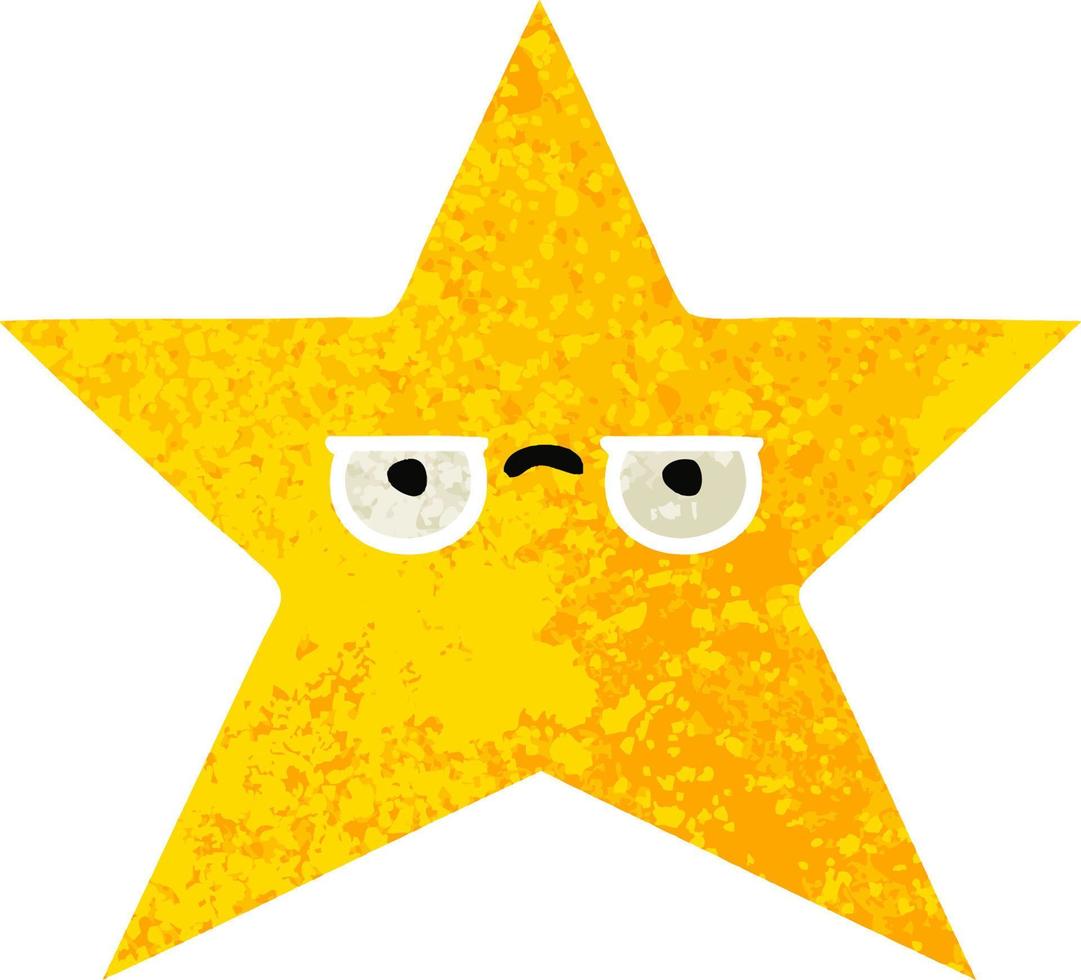 estrella de oro de dibujos animados de estilo de ilustración retro vector