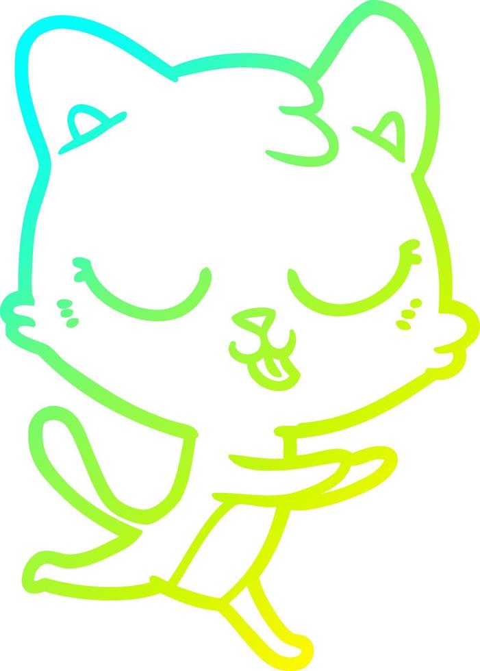 cold gradient line drawing cartoon cat hissing vector