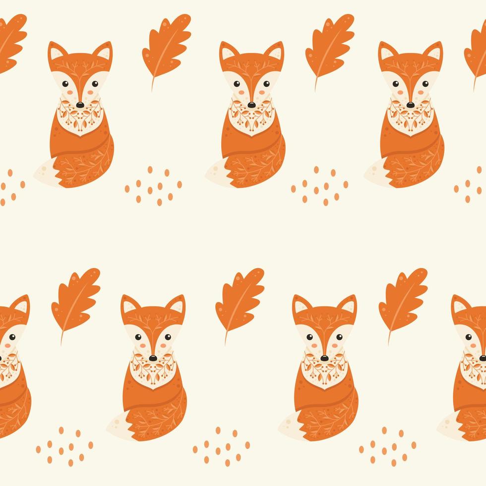 Cute Fox Autumn Seamless Pattern vector