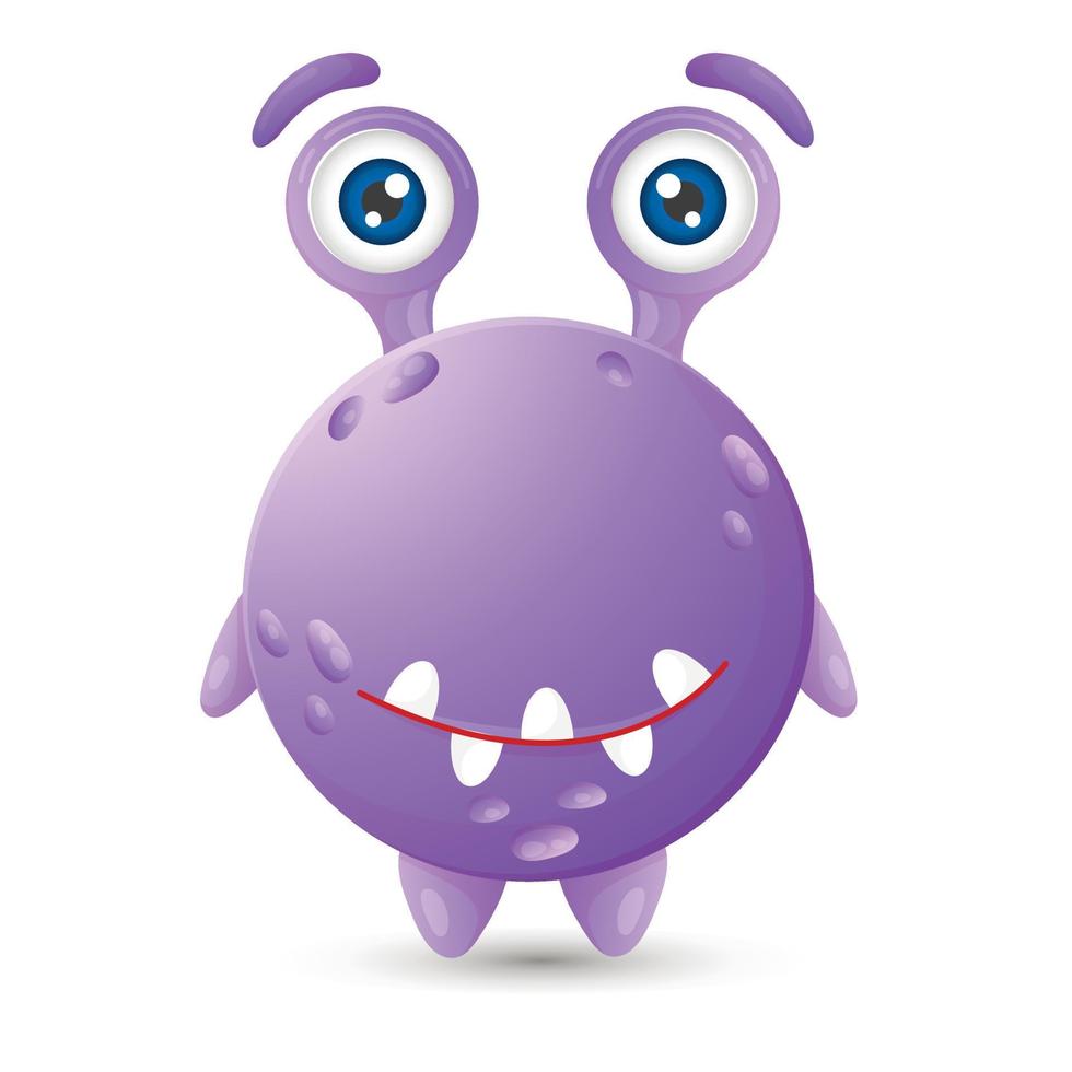 divertido monstruo de dibujos animados púrpura redondo con dos ojos para decoraciones de halloween para niños vector