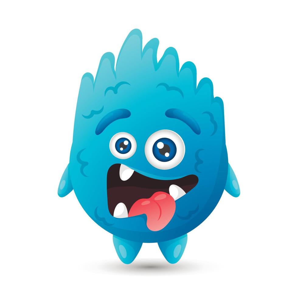 Funny round blue cartoon monster with one eye for kids halloween decorations vector