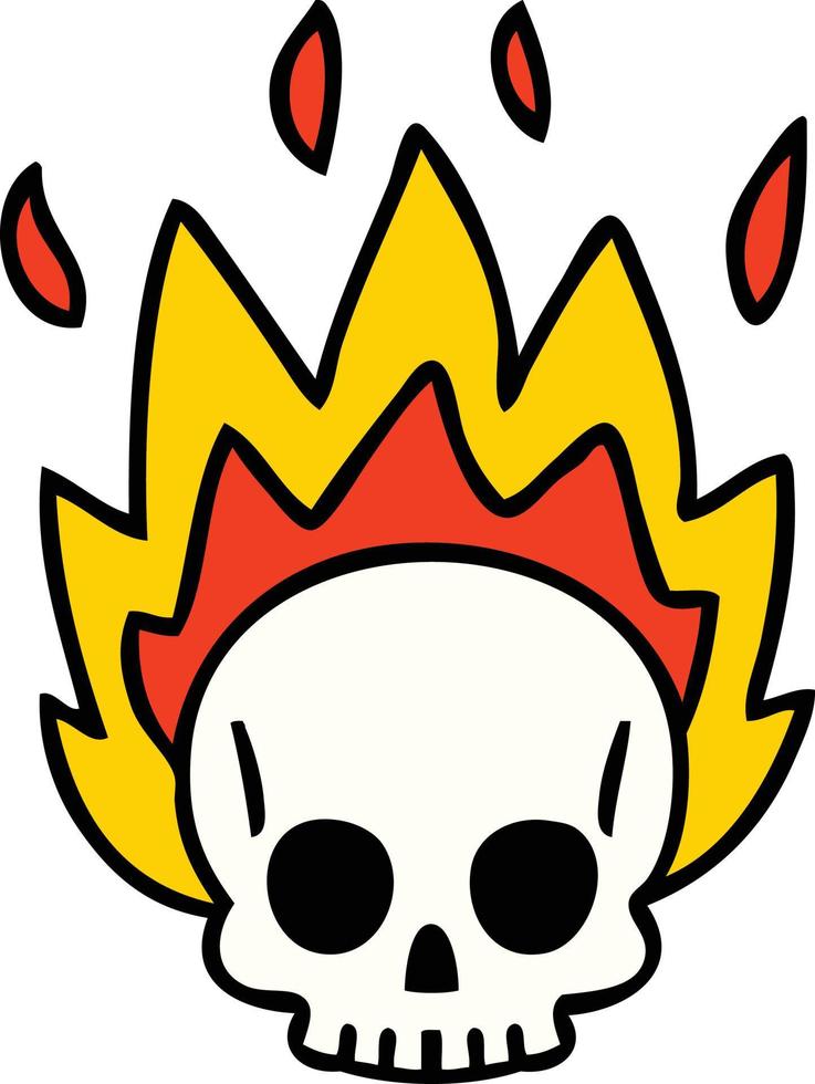 quirky hand drawn cartoon skull vector