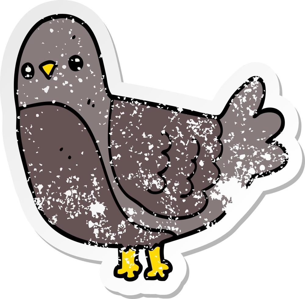 distressed sticker of a cartoon bird vector