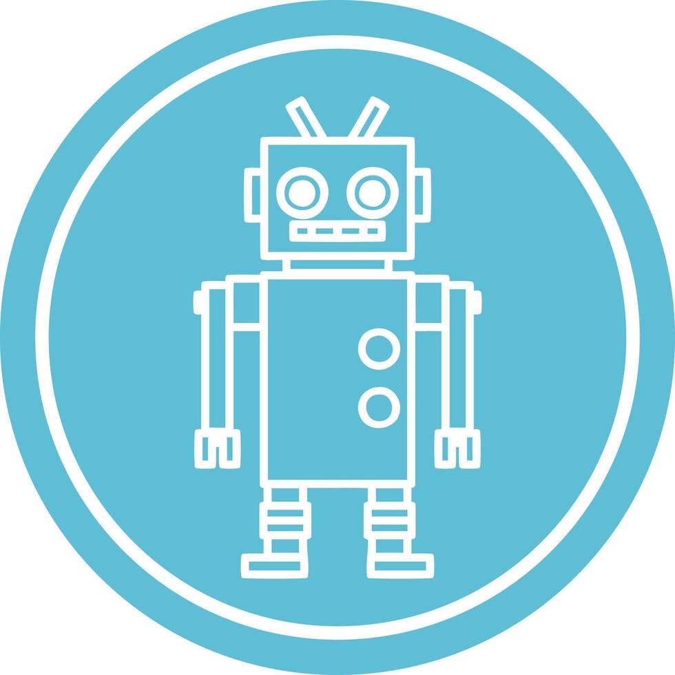 dancing robot circular icon vector