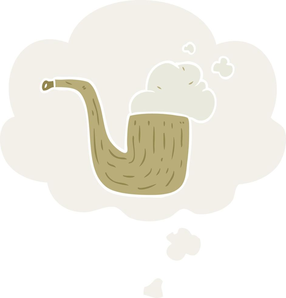 cartoon pipe and thought bubble in retro style vector