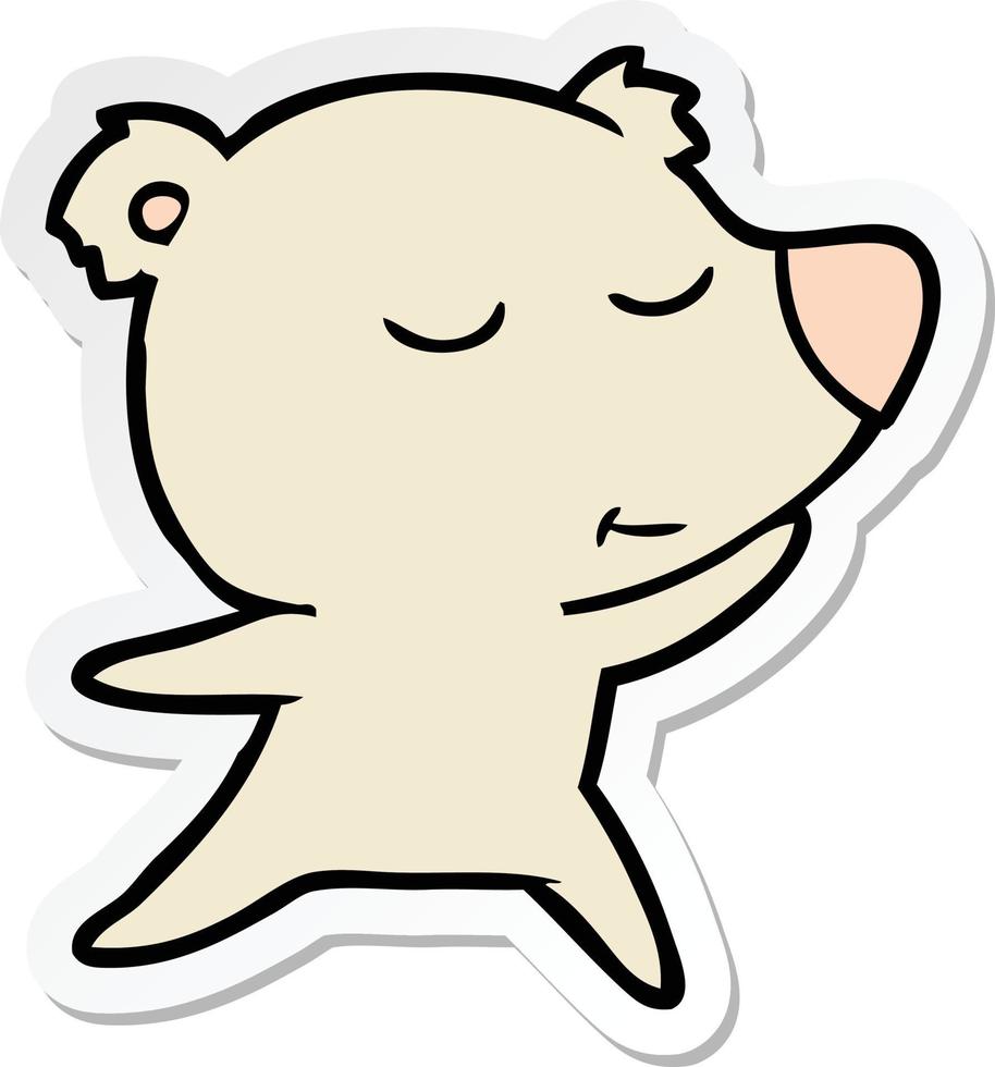 sticker of a happy cartoon polar bear dancing vector