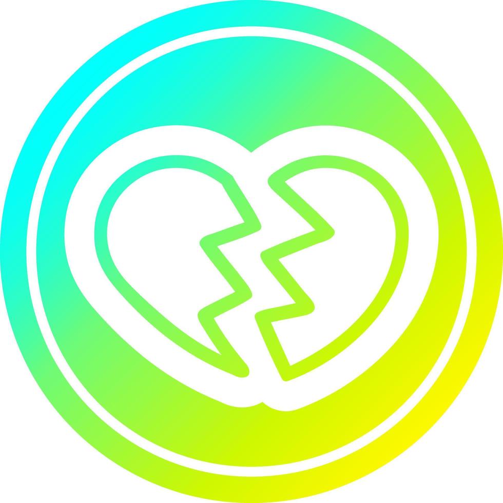 broken heart in cold gradient spectrum vector