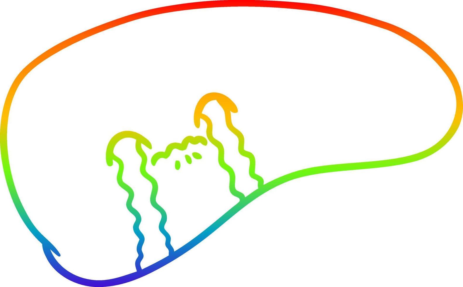 rainbow gradient line drawing cartoon liver crying vector