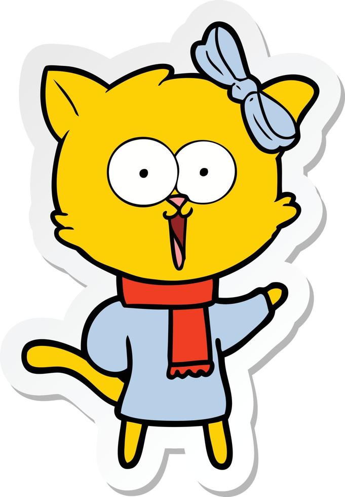 sticker of a cartoon cat vector