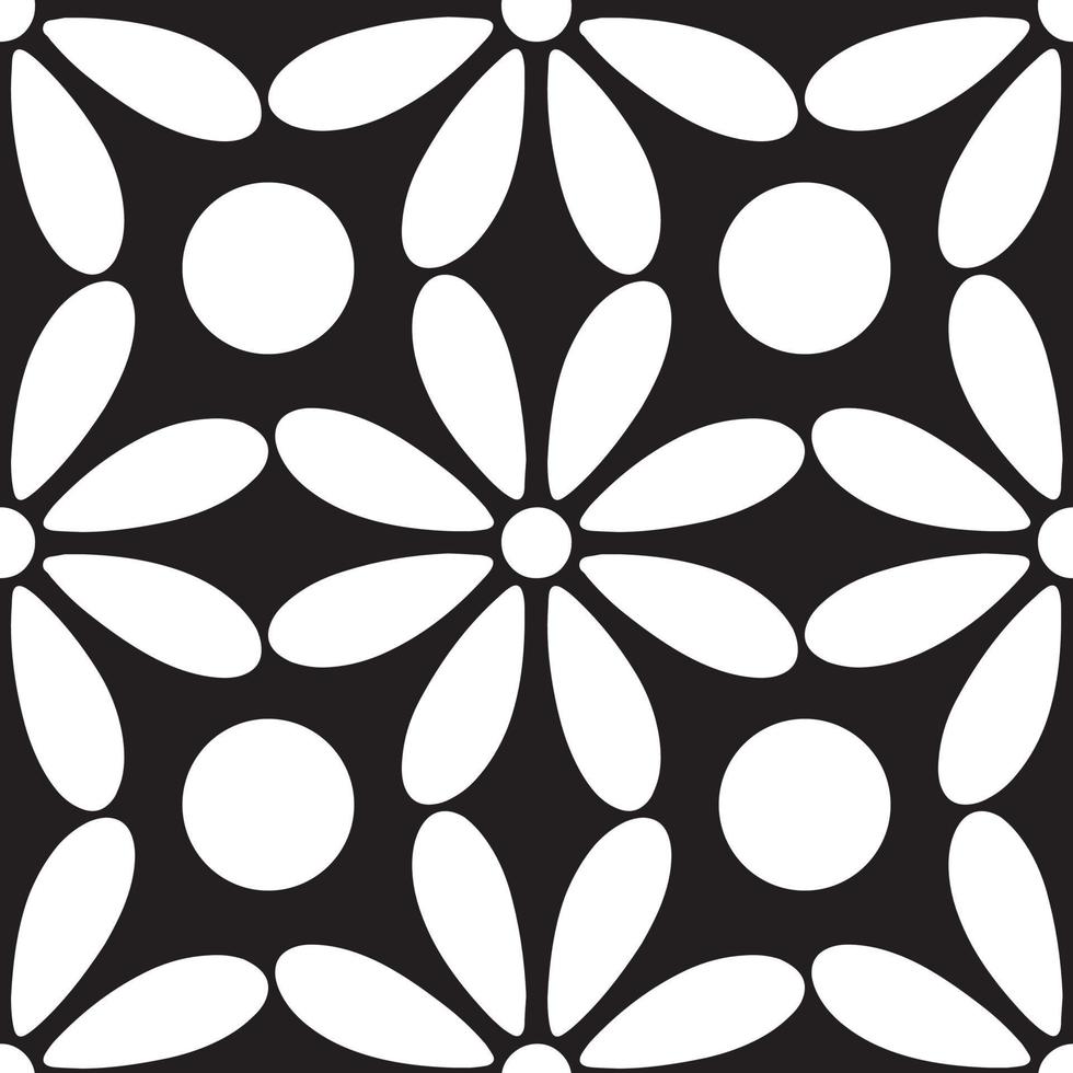 conjunto de vectores de flores abstractas. patrón floral ornamental sin fisuras en los muchos tipos de estilo de flores sobre fondo blanco y negro.