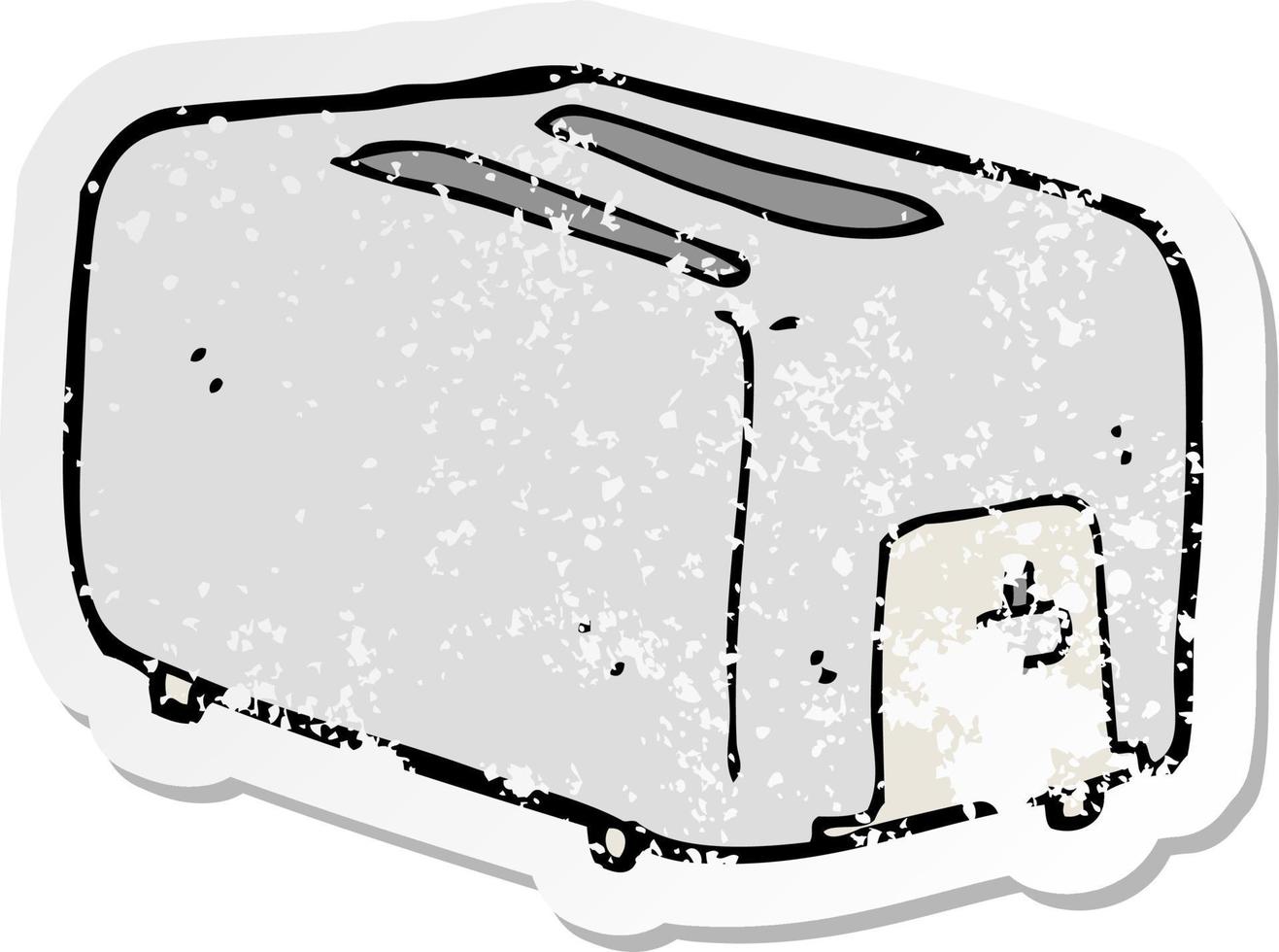 retro distressed sticker of a cartoon toaster vector