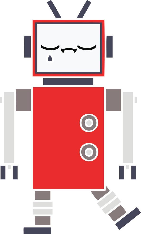 flat color retro cartoon robot vector