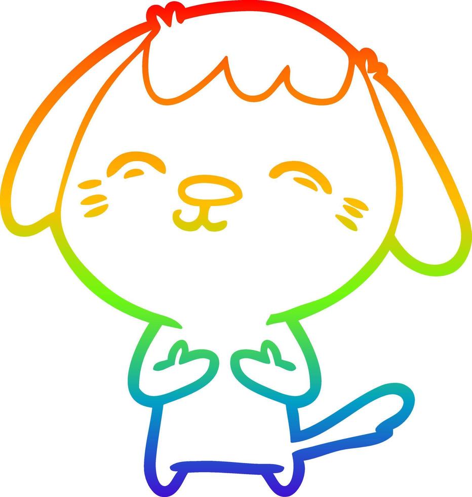 arco iris gradiente línea dibujo feliz caricatura perro vector