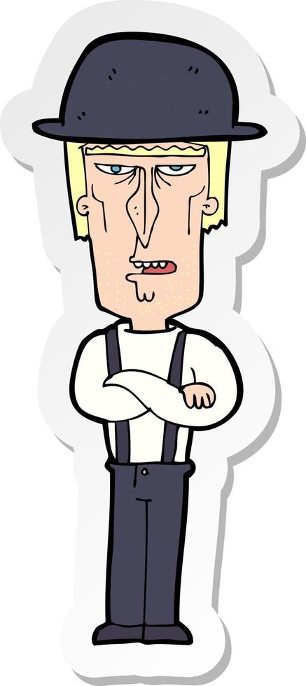 sticker of a cartoon man wearing hat vector