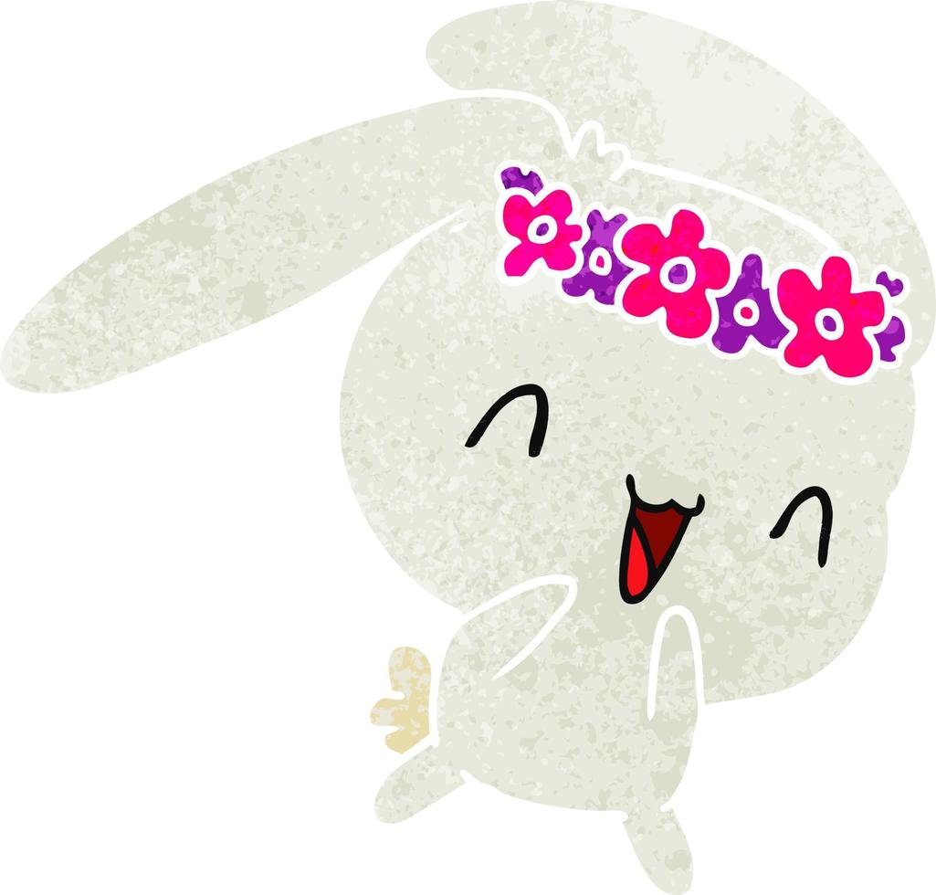 retro cartoon kawaii cute furry bunny vector
