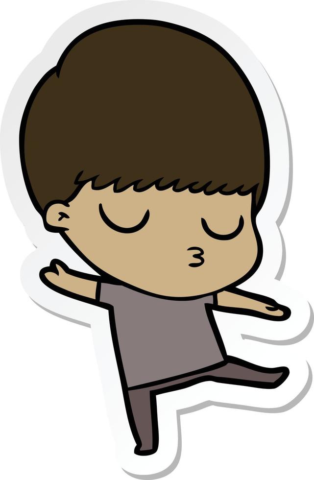 sticker of a cartoon calm boy vector