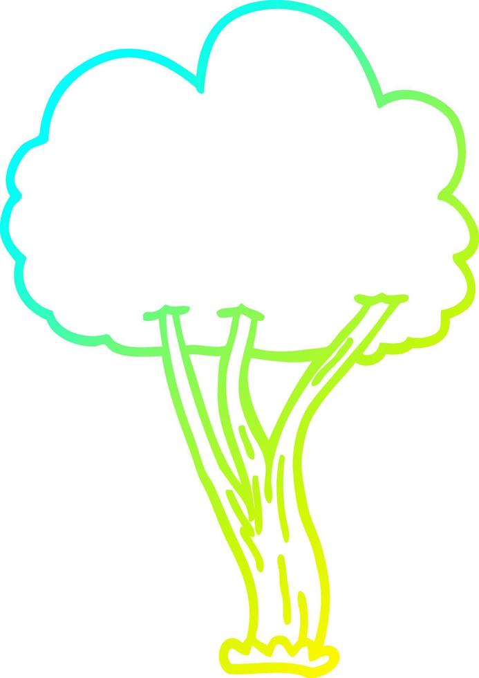 cold gradient line drawing cartoon blooming tree vector
