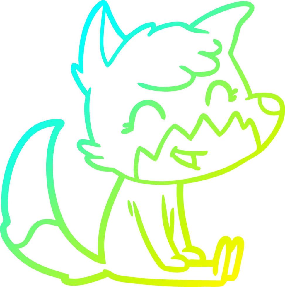 cold gradient line drawing happy cartoon fox vector