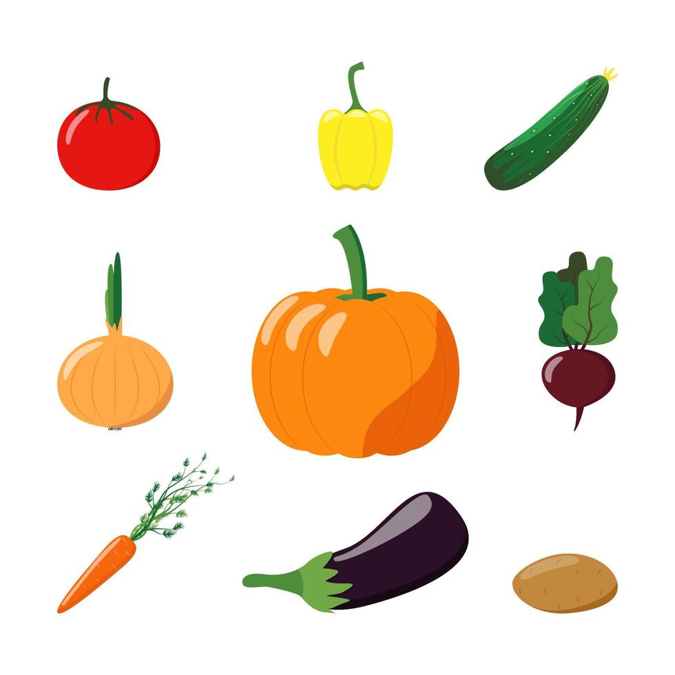 juego de vegetales en estilo plano vector