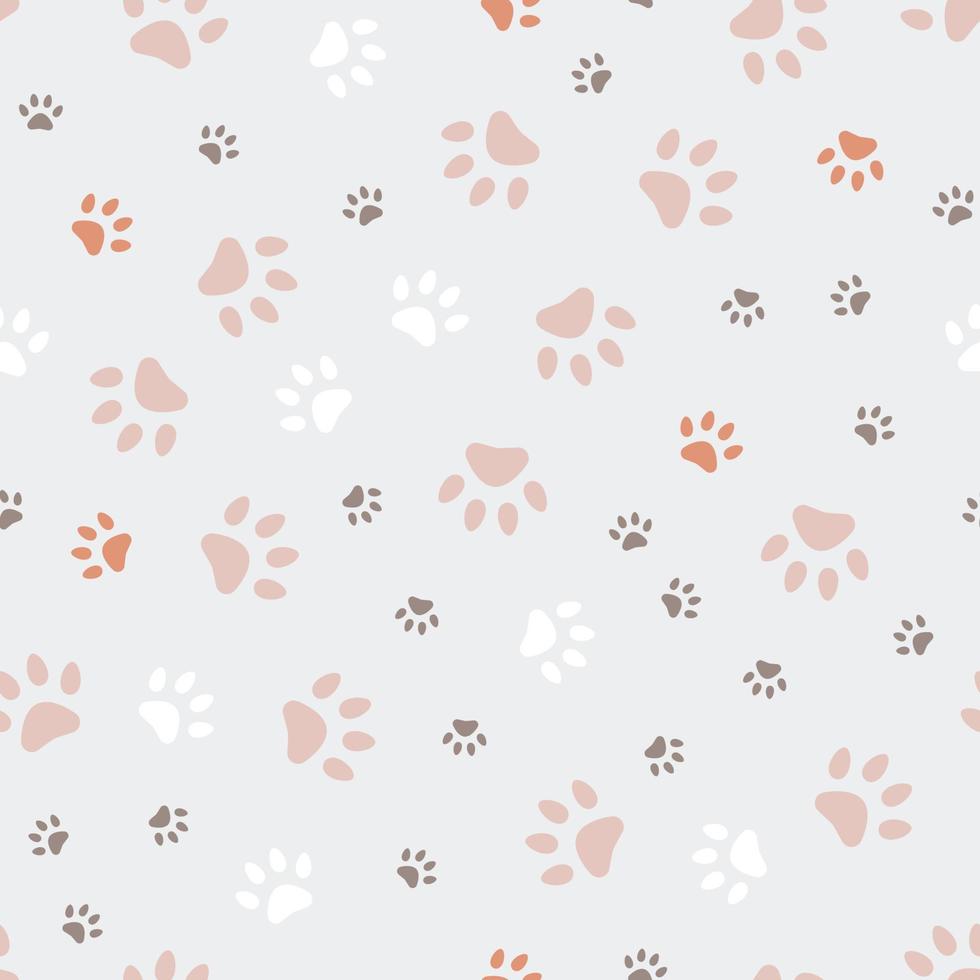 Cute cat paw prints seamless pattern vector