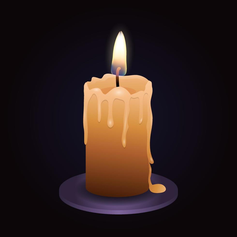 Wax candle with realistic flame illustration vector