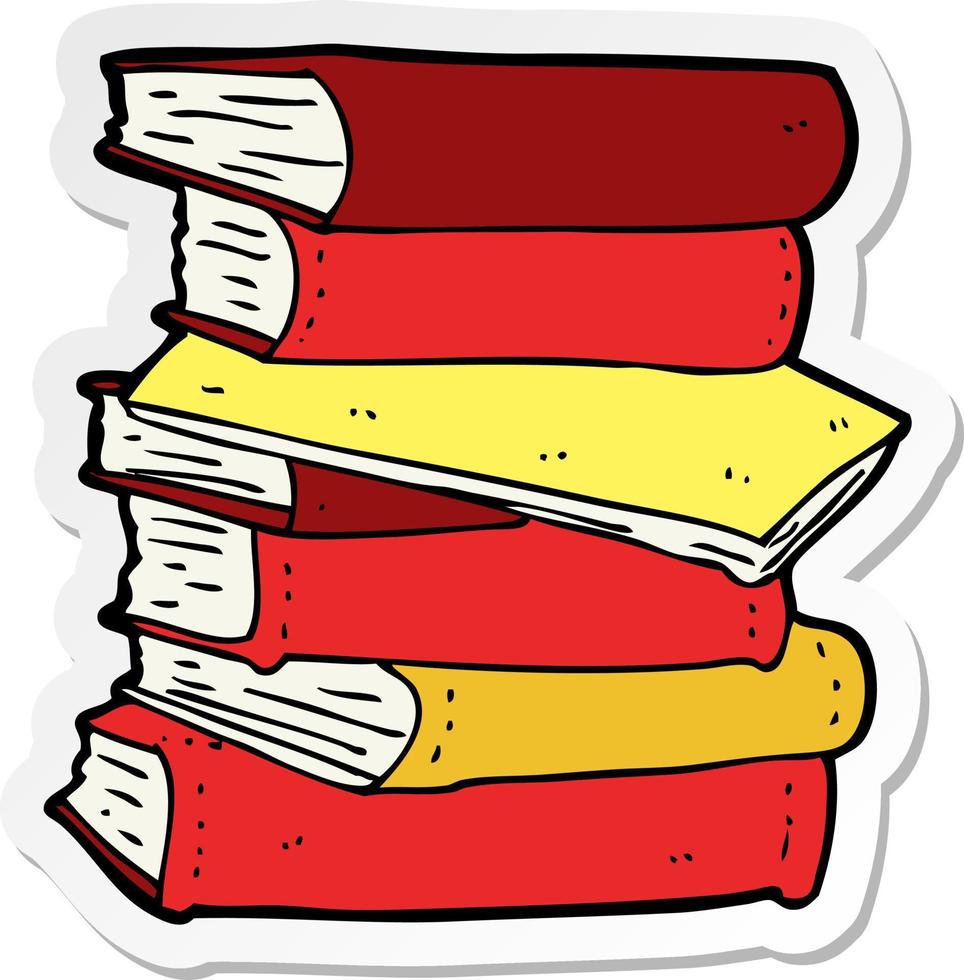 sticker of a cartoon pile of books vector