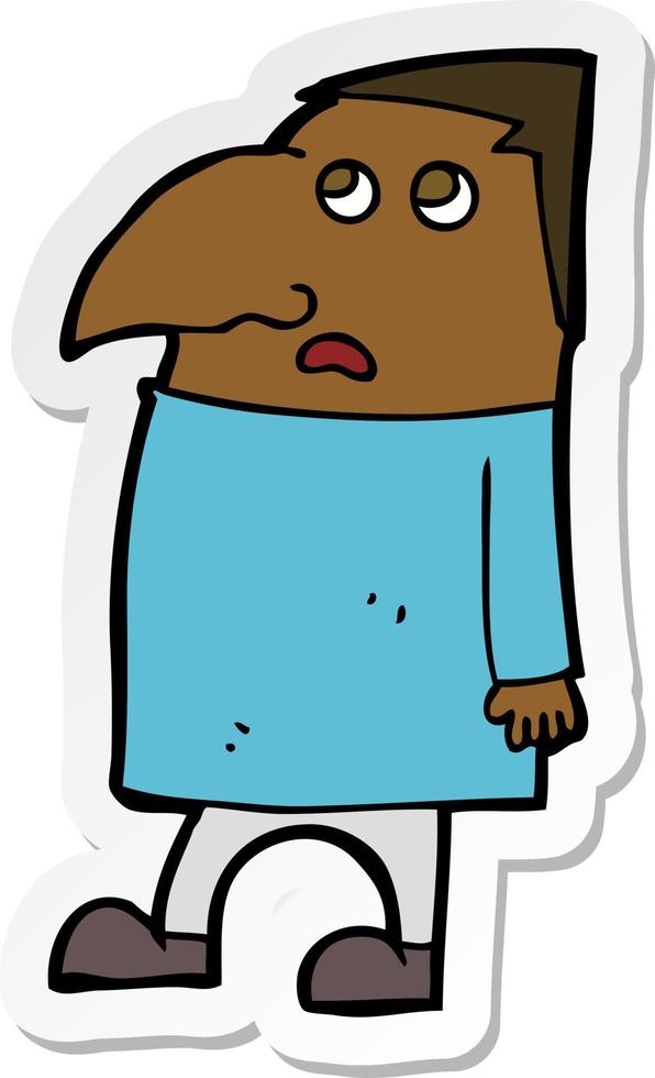 sticker of a cartoon worried man vector