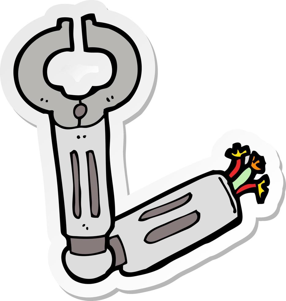 sticker of a cartoon robot arm vector