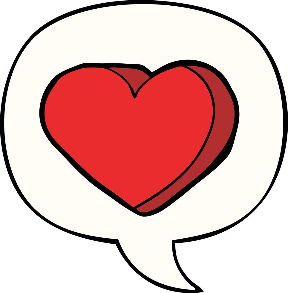 cartoon love heart and speech bubble vector