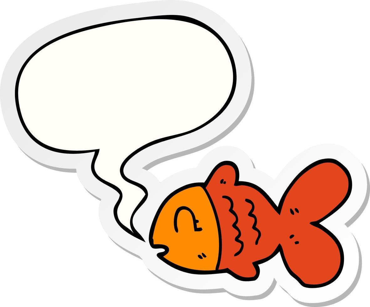 cartoon fish and speech bubble sticker vector