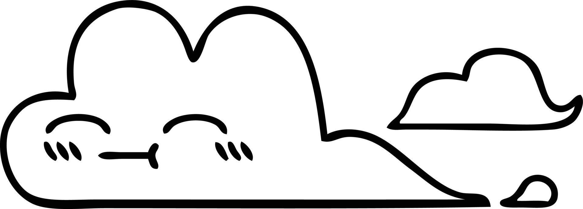 line drawing cartoon white cloud vector