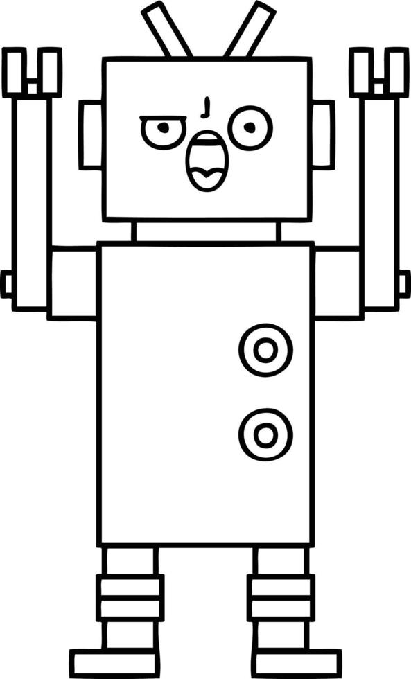 line drawing cartoon angry robot vector