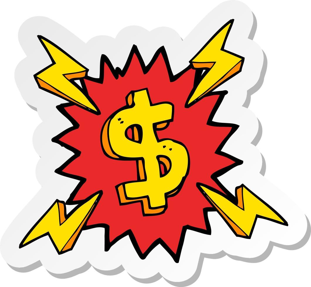 sticker of a cartoon dollar symbol vector