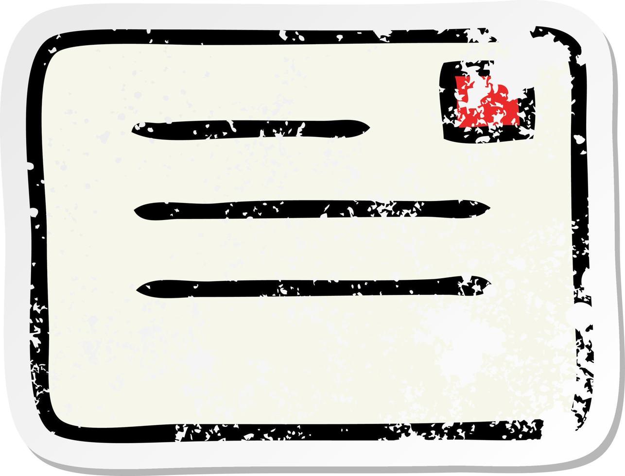 distressed sticker of a cute cartoon letter vector