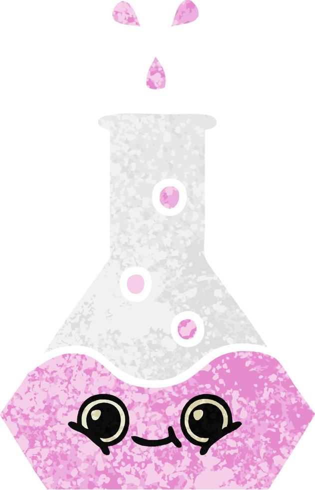 retro illustration style cartoon science beaker vector