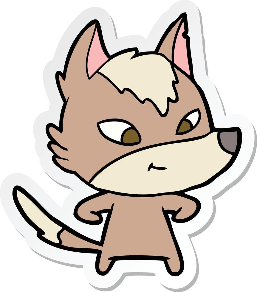 sticker of a friendly cartoon wolf vector