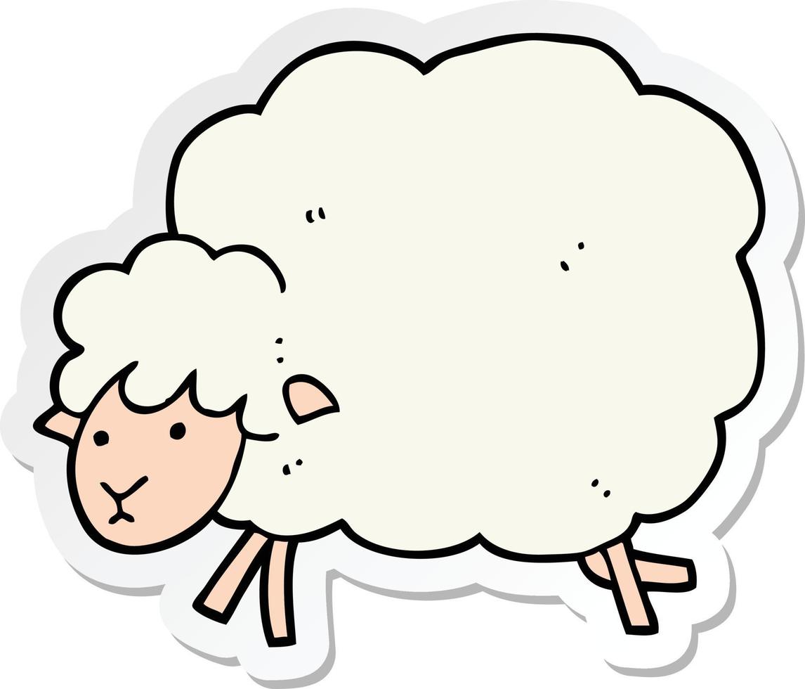 sticker of a cartoon sheep vector