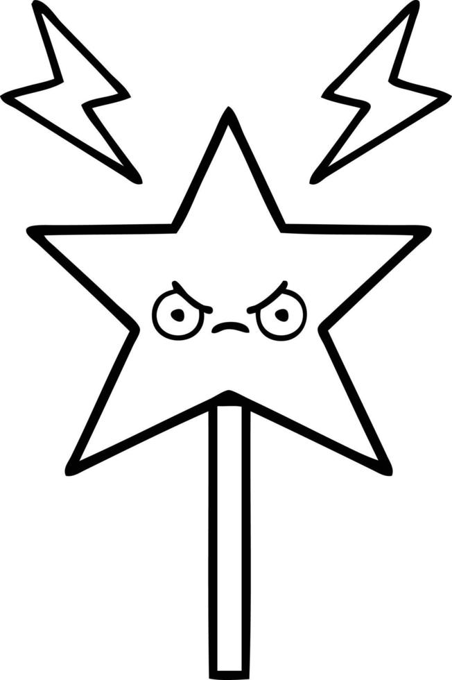 line drawing cartoon magic wand vector