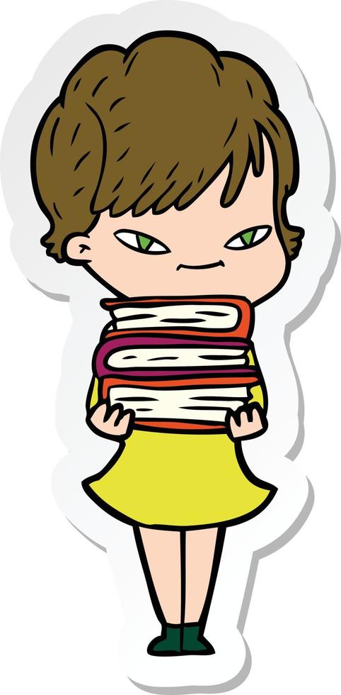 sticker of a cartoon happy woman vector