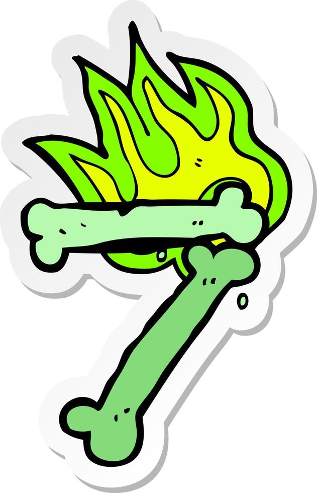 sticker of a cartoon halloween bone number vector