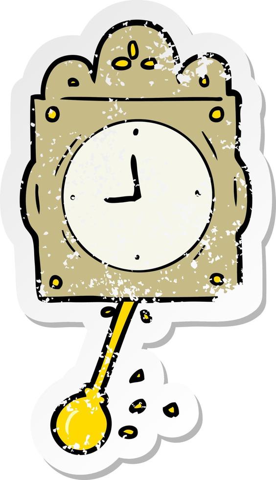 distressed sticker of a cartoon ticking clock vector