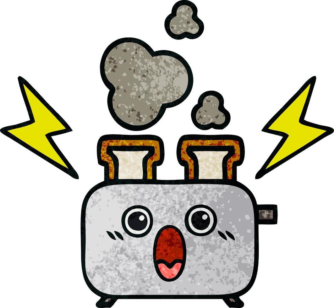 retro grunge texture cartoon of a toaster vector