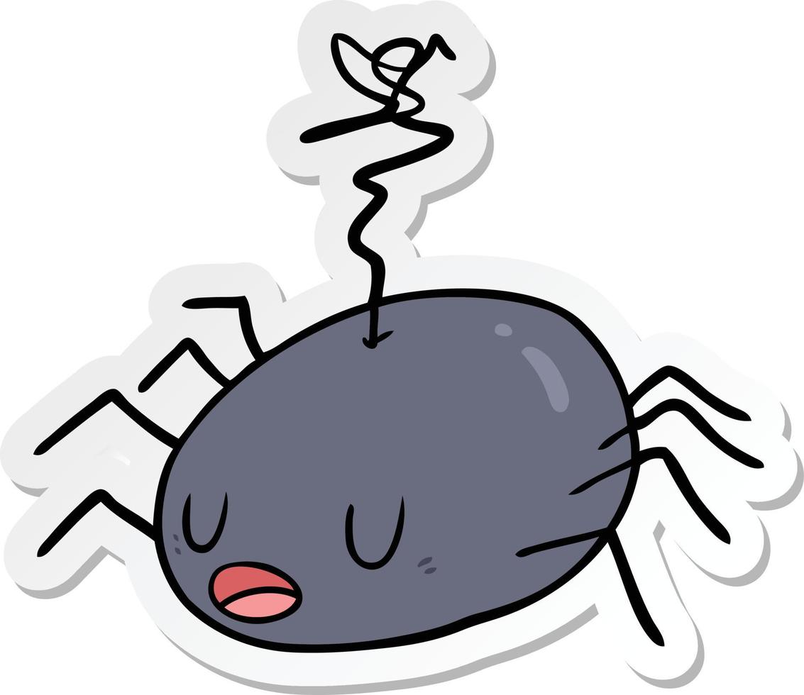 sticker of a cartoon spider vector