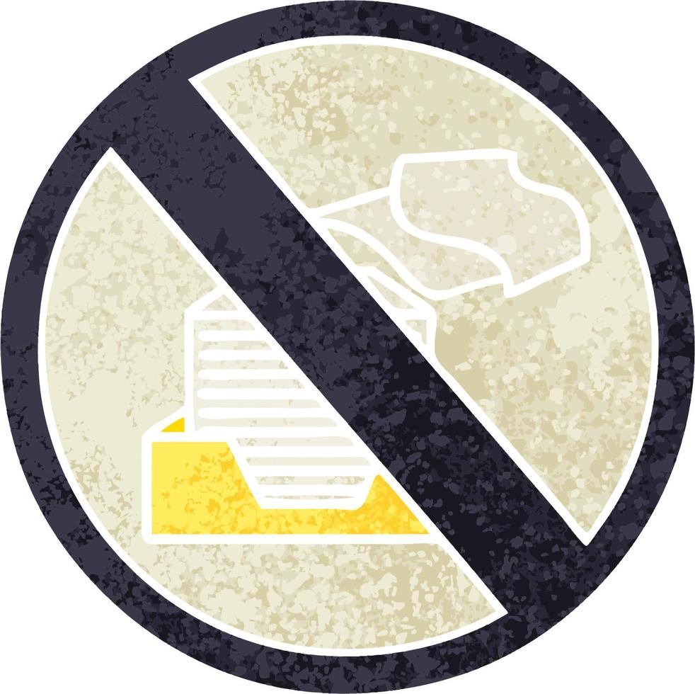 retro illustration style cartoon paper ban sign vector