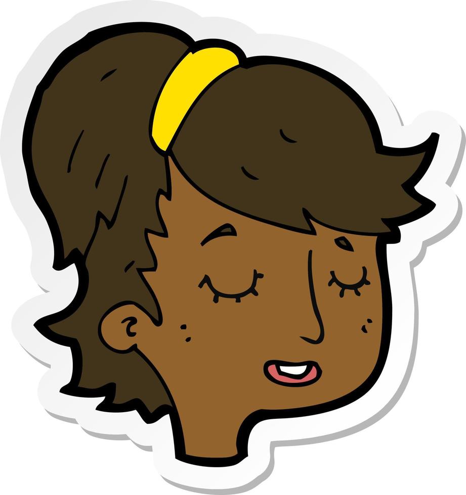 sticker of a cartoon pretty female face vector