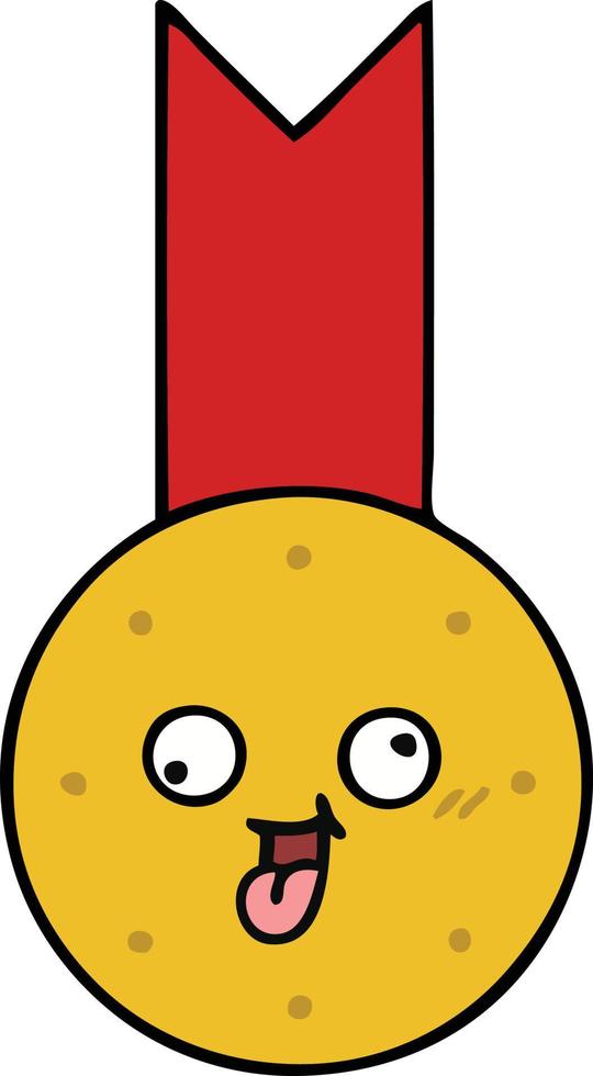 cute cartoon gold medal vector