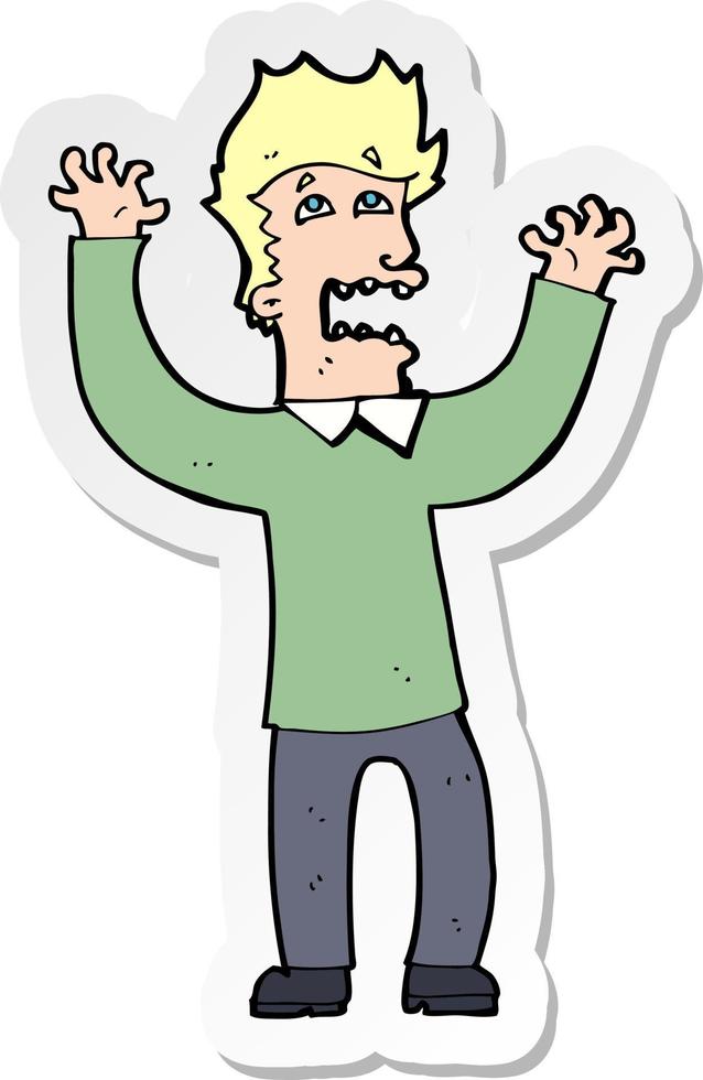 sticker of a cartoon terrified man vector