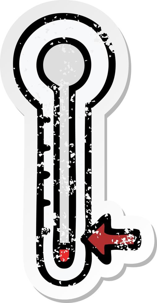 distressed sticker of a cute cartoon cold thermometer vector