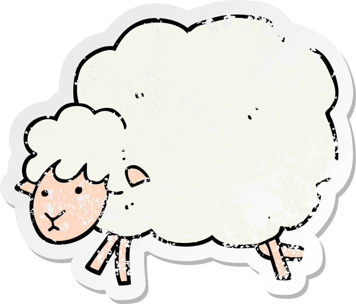 distressed sticker of a cartoon sheep vector