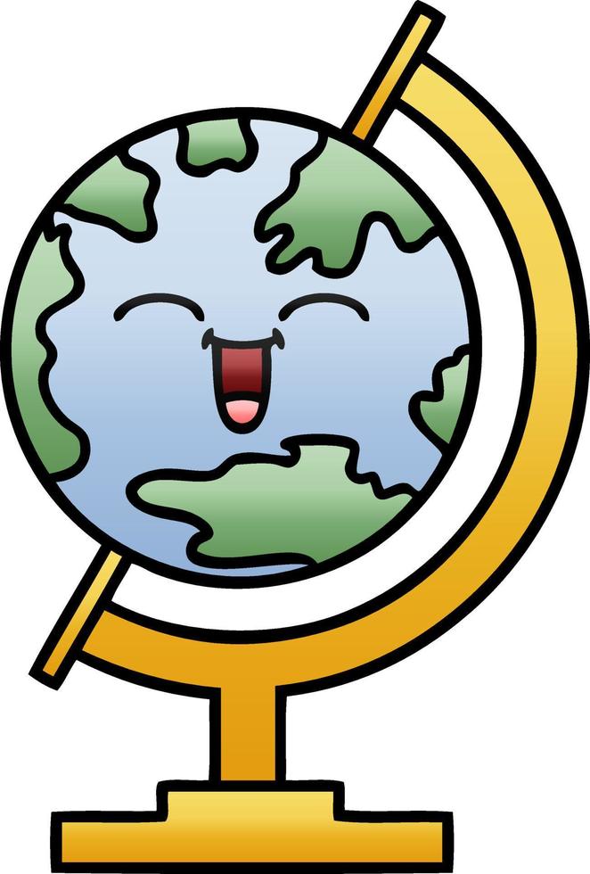 gradient shaded cartoon globe of the world vector